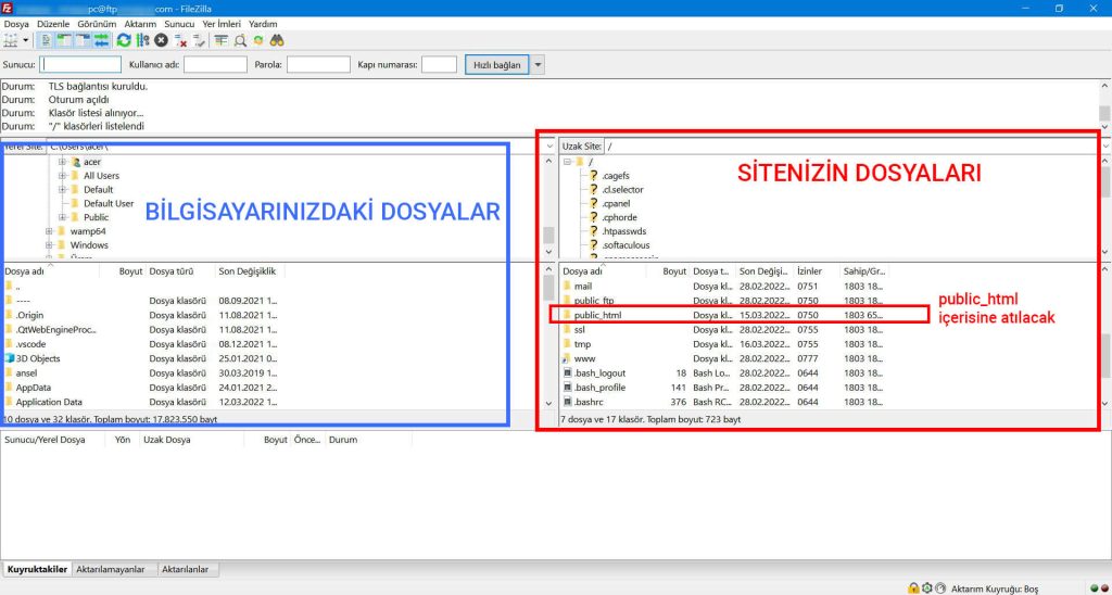 filezilla ile wordpress kurulumu