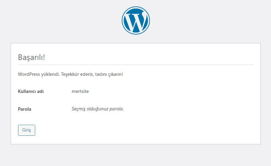 wordpress kuruldu